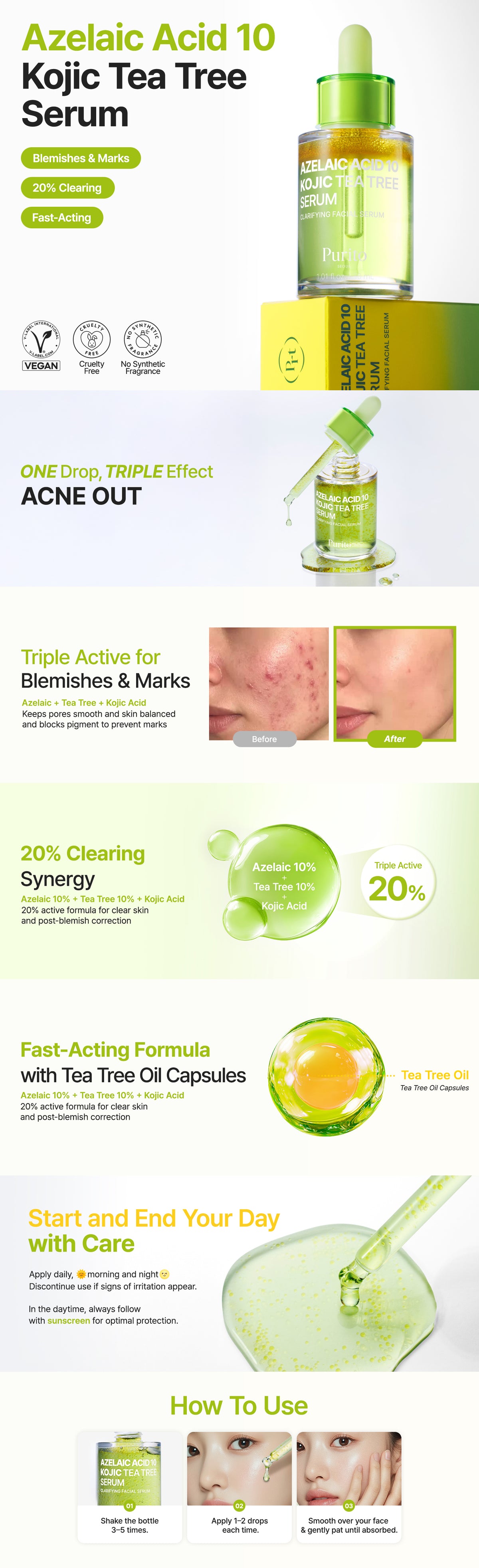 PURITO SEOUL - Azelaic Acid 10 Kojic Tea Tree Serum