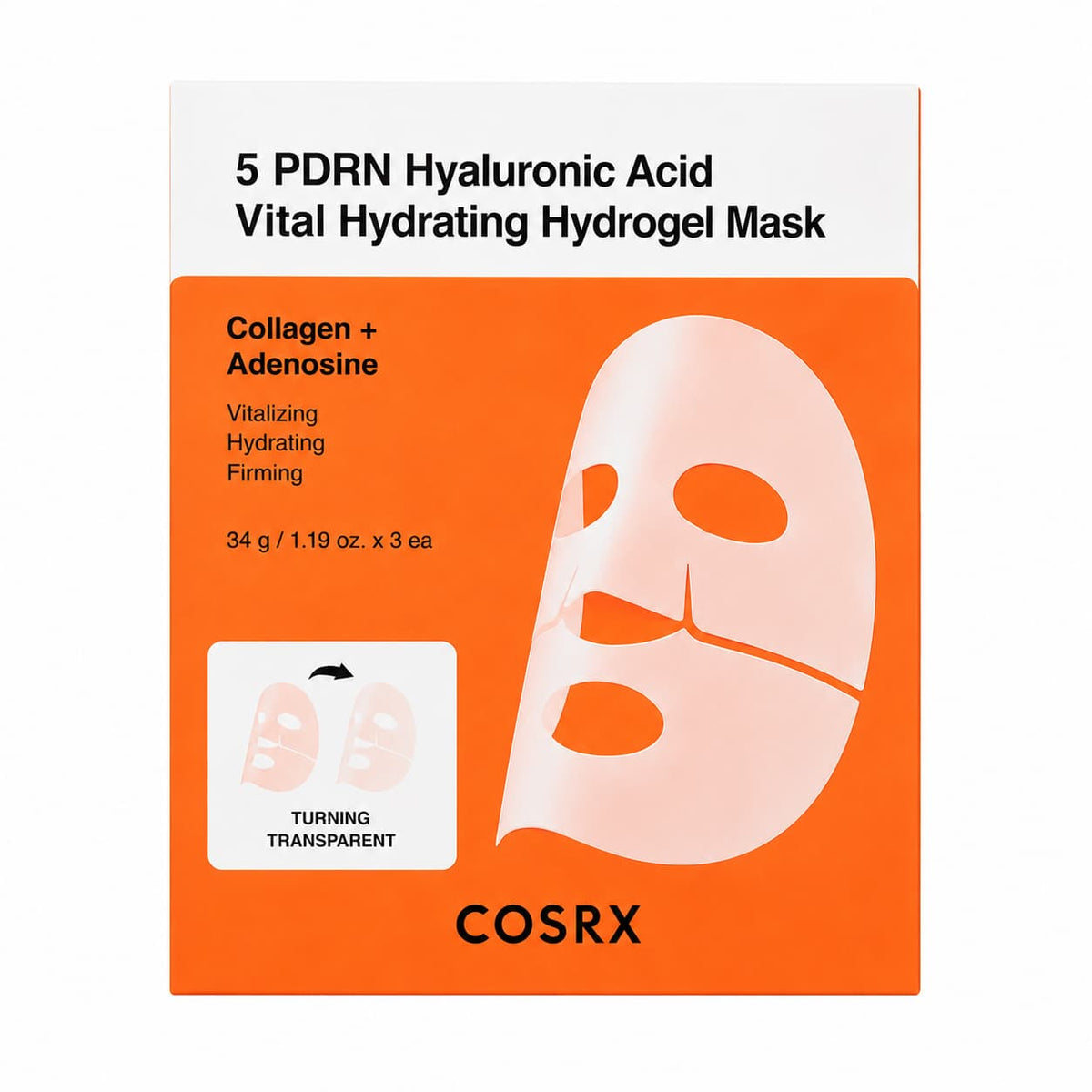 COSRX – 5 PDRN Hyaluronic Acid Vital Hydrating Hydrogel Mask, 3 sheets