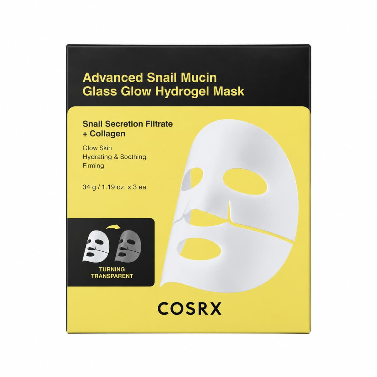 COSRX – Advanced Snail Mucin Glass Glow Hydrogel Mask, 3 sheets